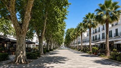 San Pedro de Alcántara from El Paraíso: drive, Boulevard, beach and everyday town